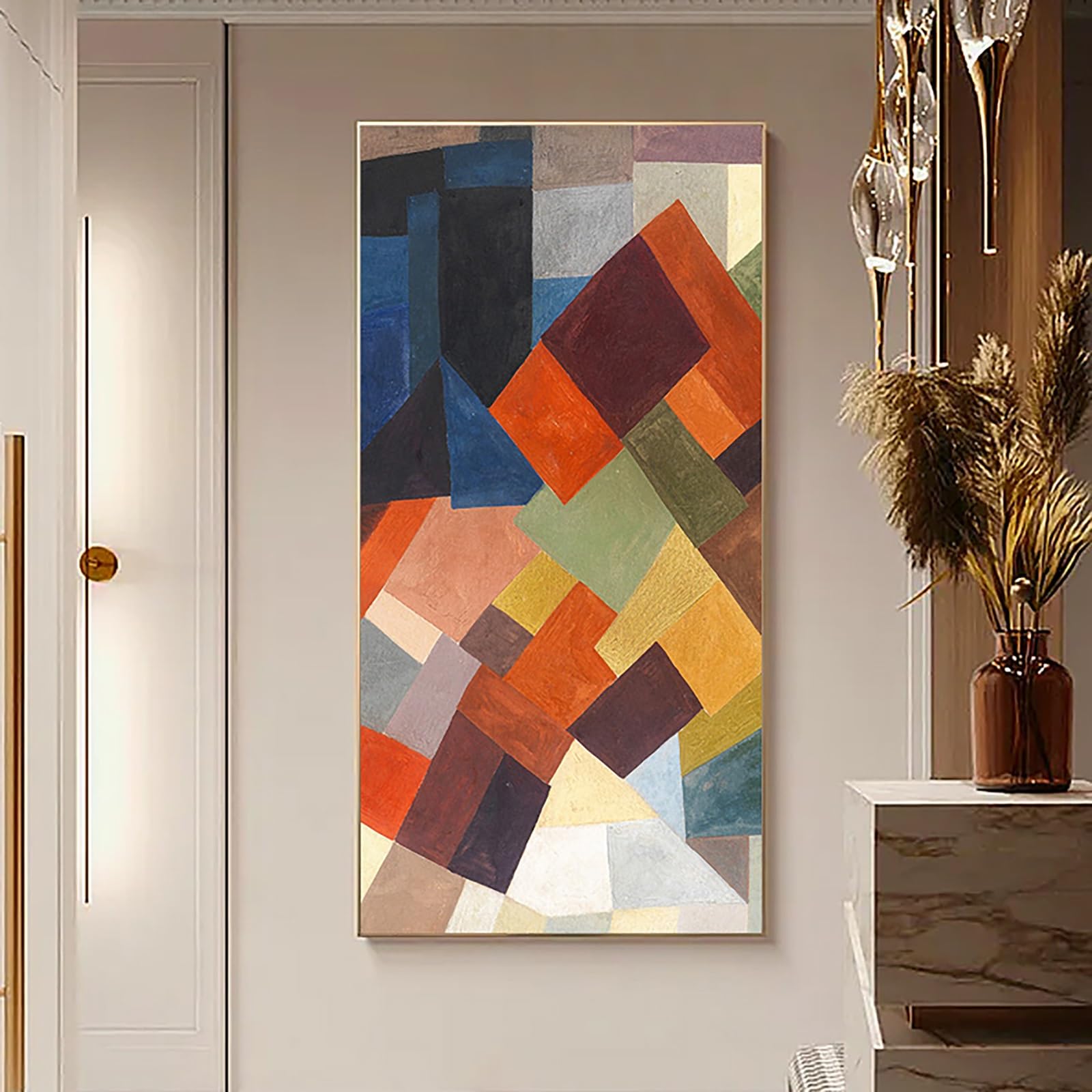 Couverture de boîte de Compteur électrique décorative avec Cadre en Aluminium, Panneau d'art en Porcelaine de Cristal, Protecteur de boîte de décasseur élégant (Noir-F, 60 x 120cm/23.6 x 47.3in)