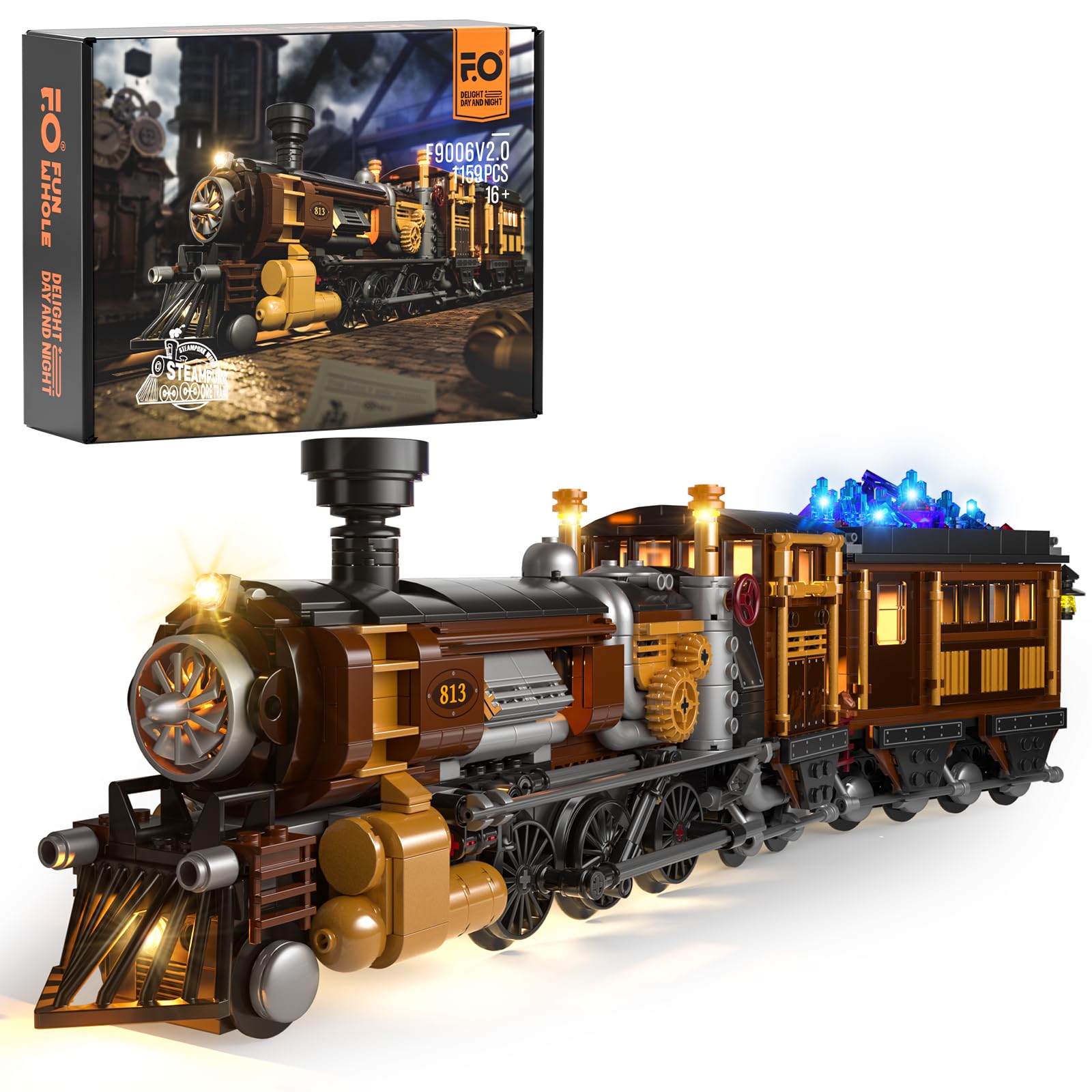 FUNWHOLE Treno Minerario Steampunk 1159 Pezzi – Modello Costruibile Con Luci A LED E Ingegneria Dettagliata, Per Adulti E Ragazzi, Regalo Collezionismo - 3