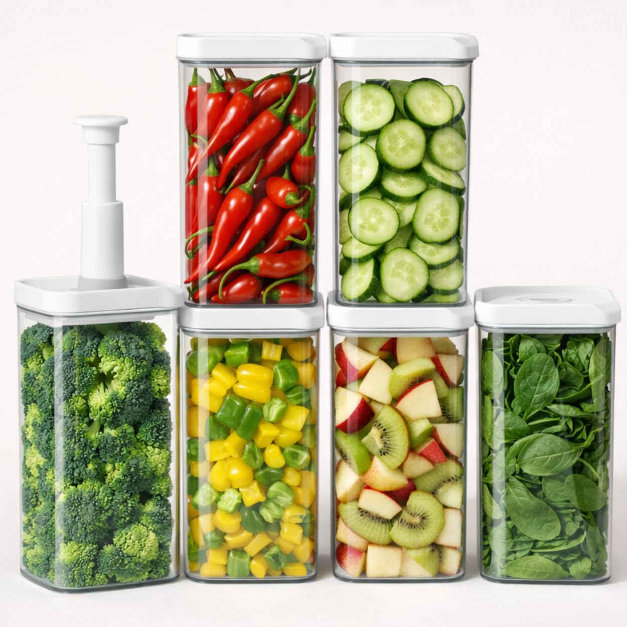 Satpurush Vacuum Fridge Storage Containers - Fridge Organiser Storage Boxes- Kitchen Accessories Items for Home-Freezer & Refrigerator Organizer vegetable storage box (1500ML, Pack of 6)