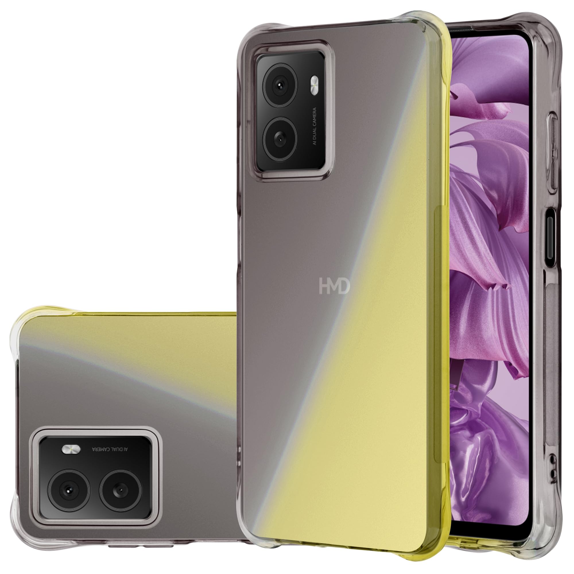 for HMD Pulse/HMD Pulse Pro/HMD Pulse Plus Case, Shockproof [Ultra Slim] Scratch Resistant Gel Rubber Silicone [Protective Case] Gradient Phone Cover for HMD Pulse Pro Plus - Black/Gold