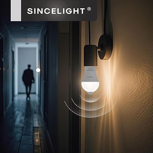 Miniatura 7 de SINCELIGHT Bombilla LED con sensor de movimiento 9 W E26, PIR activada por movimiento en la oscuridad, encendidoapagado automáticamente por sensores
