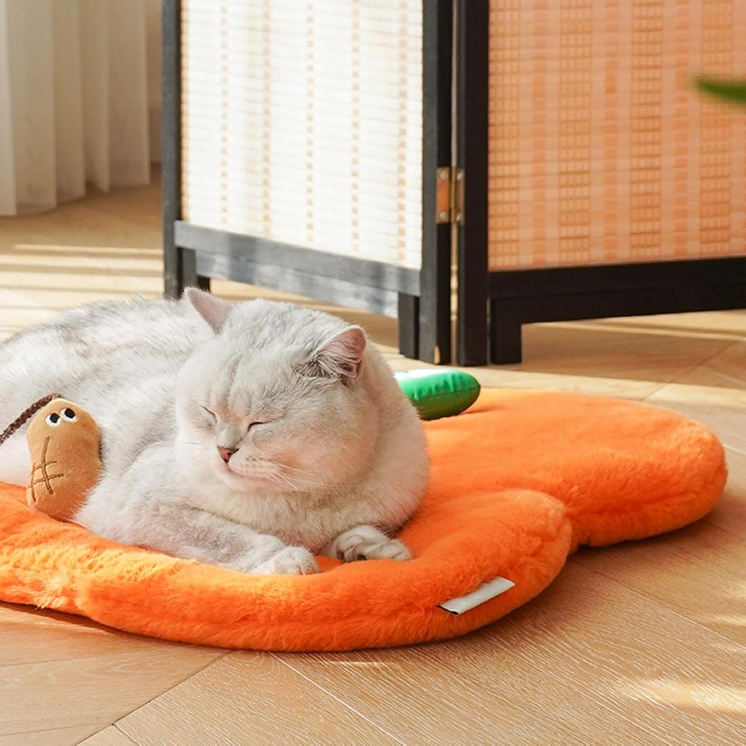Cat Pads Sleeping - Orange Floor Mat,Washable Pet Bed - for Indoor Relaxation Apartment Living Room Kitchen Home Daily Rest