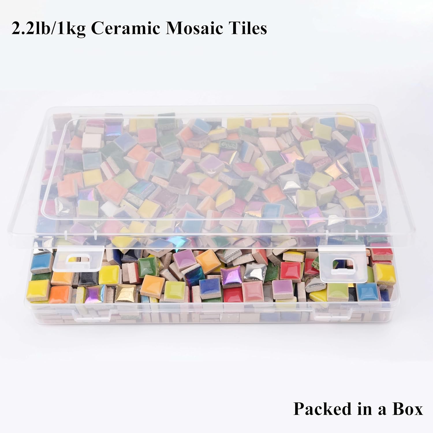 2.2LB Mini Ceramic Square Tiles for Mosaic, Colored Mosaic Ceramic Tiles, 12mm x 12mm Mosaic Pieces for Crafts, Coasters, Garden Planters and Home Decor – Multicolor