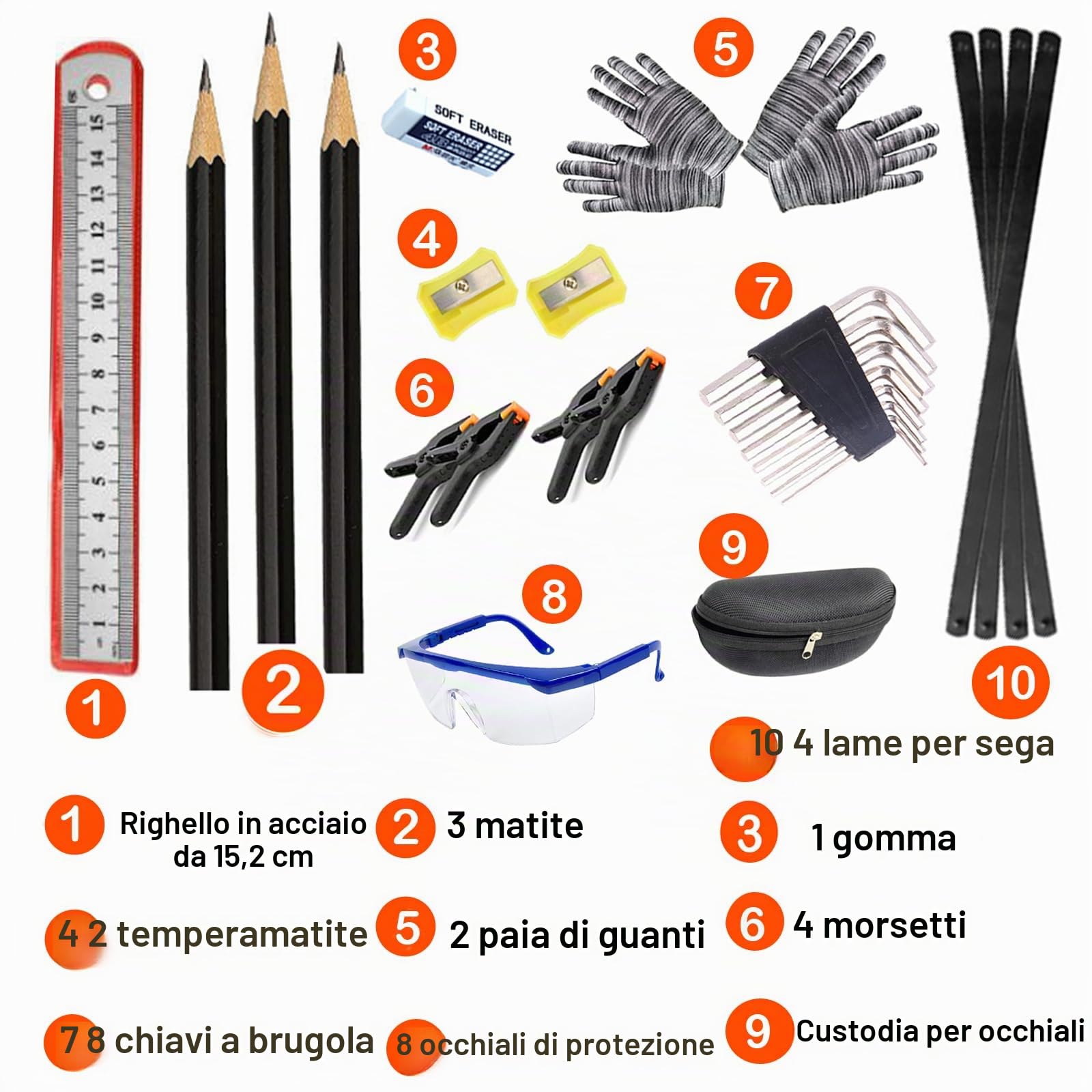 Set di attrezzi per bambini, 38 pezzi, con borsa degli attrezzi, grembiule, sega, regalo educativo