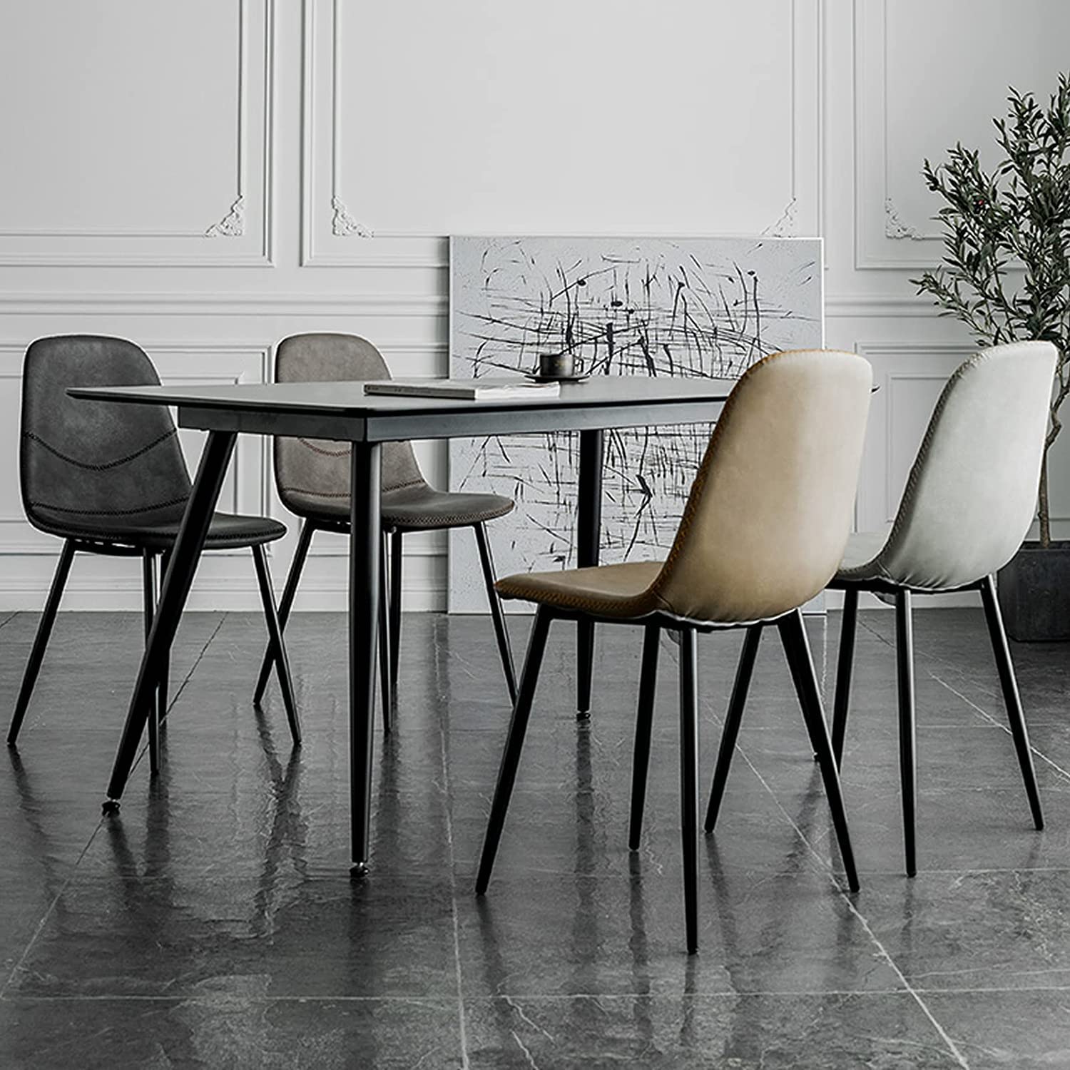Set di 2 sedie da pranzo da cucina, moderne, in similpelle, per la casa, per il tempo libero, con schienale, sgabello da tavolo, per il trucco, per la casa, l'ufficio, il ristorante, la reception
