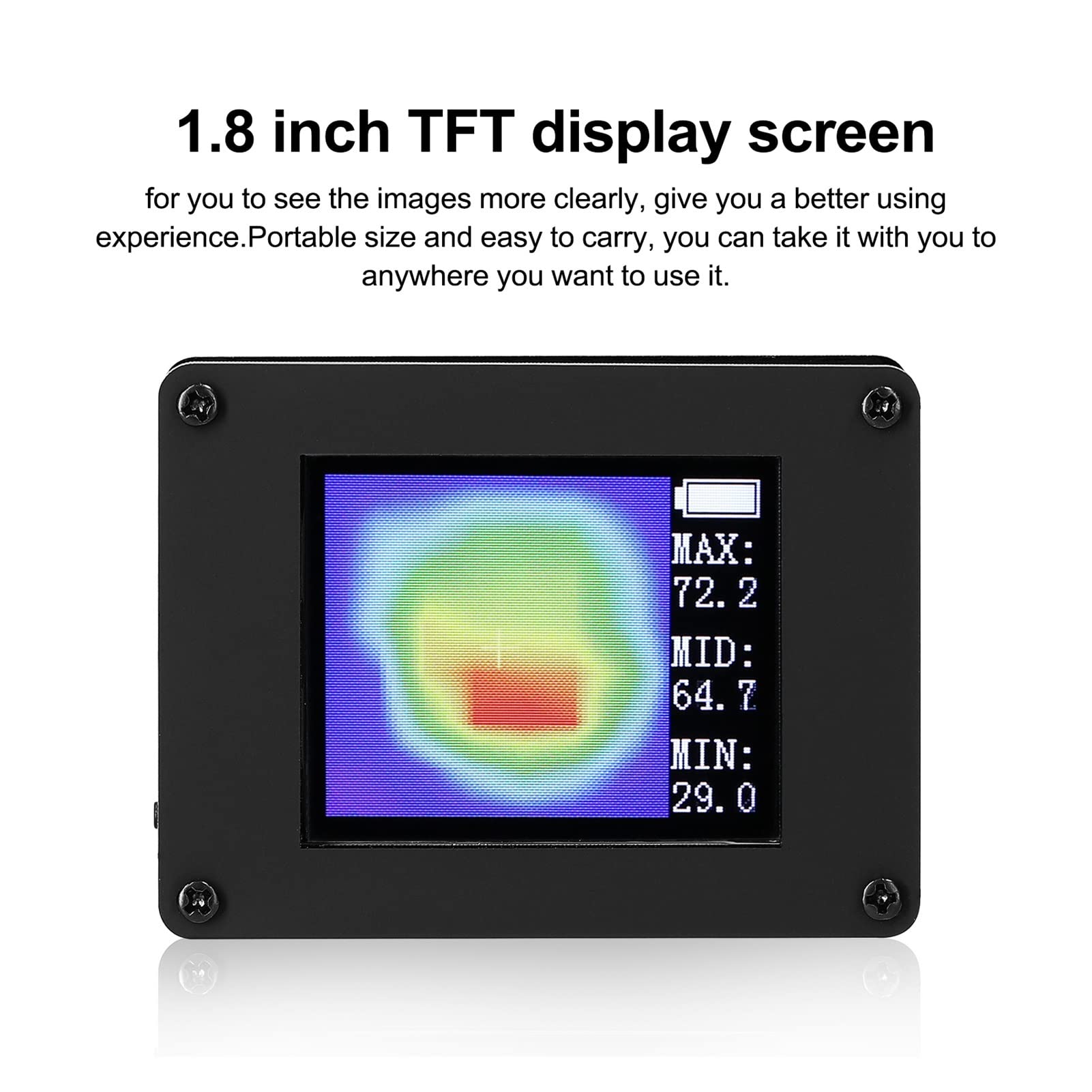 Pantalla TFT de 1,8 pulgadas, cámara termográfica infrarroja, sensores de temperatura, pantalla de temperatura mínima máxima, cámara termográfica infrarroja, Estuche Duradero(Nero)
