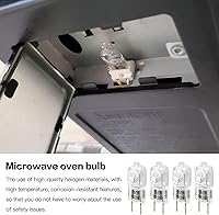 Vista 7 de Paquete de 4 bombillas de microondas aptas para horno GE Samsung Kenmore Maytag Elite sobre la estufa, bombilla halógena con base G8 bi-pin 20W 120V