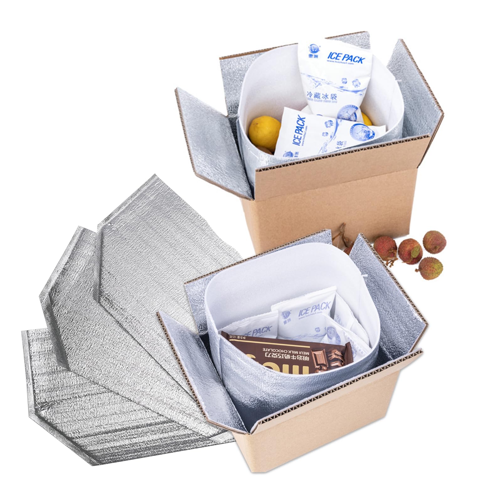 10 bolsas de envío aisladas reutilizables de 13.4 x 9.5 x 13 pulgadas, forros térmicos para lonchera, camping, picnic, bolsa aislante, impermeable, paquete de aislamiento para alimentos