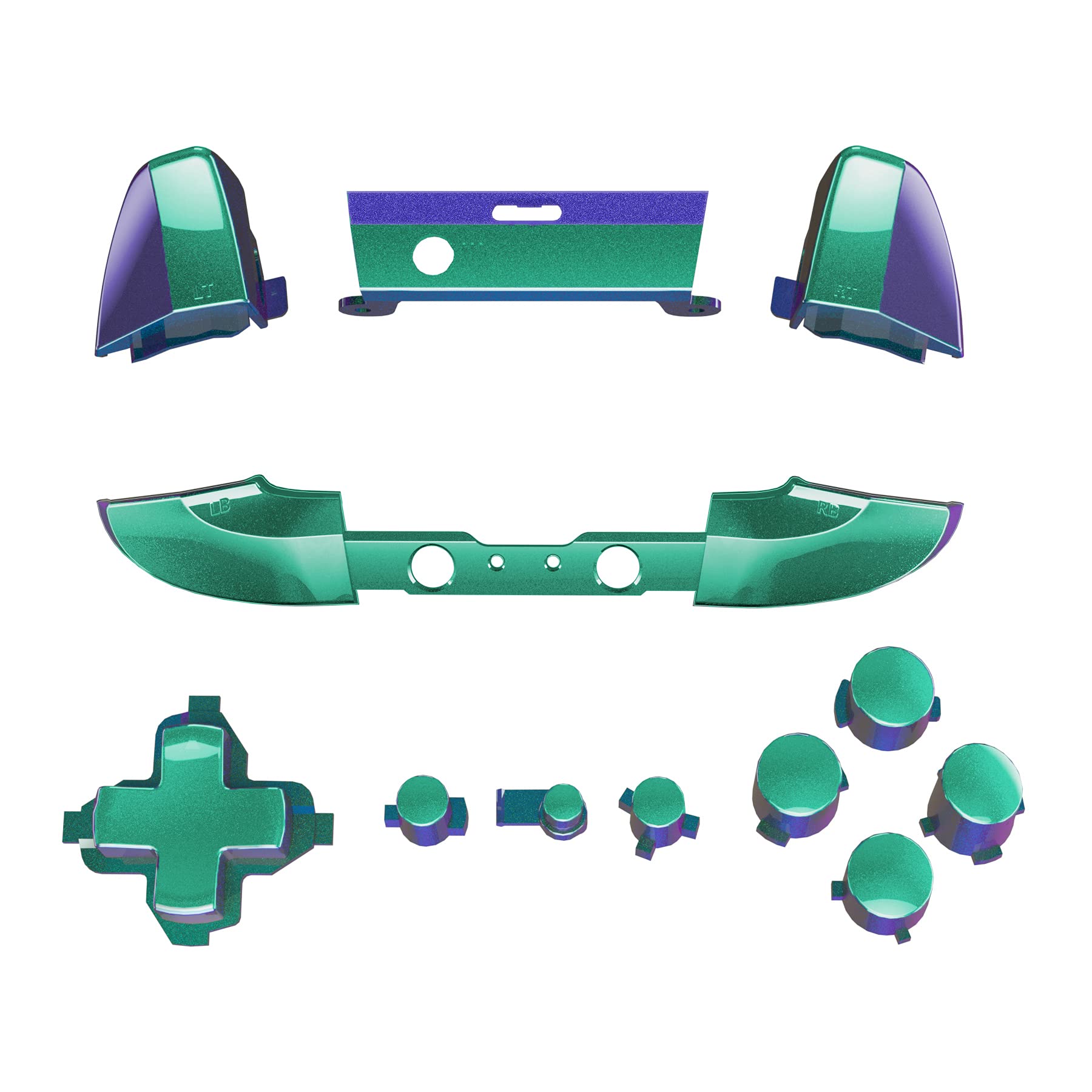 eXtremeRate Botones Completos para Xbox One S/X Botón de LB RB LT RT Bumpers Triggers Gatillos D-Pad ABXY Start Back Sync Botones con Herramientas para Xbox One S One X(Modelo 1708)-Camaleónica