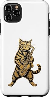 Cool Jazz Cat Playing Saxophone Retro Funny Music Case for iPhone 11 Pro Max