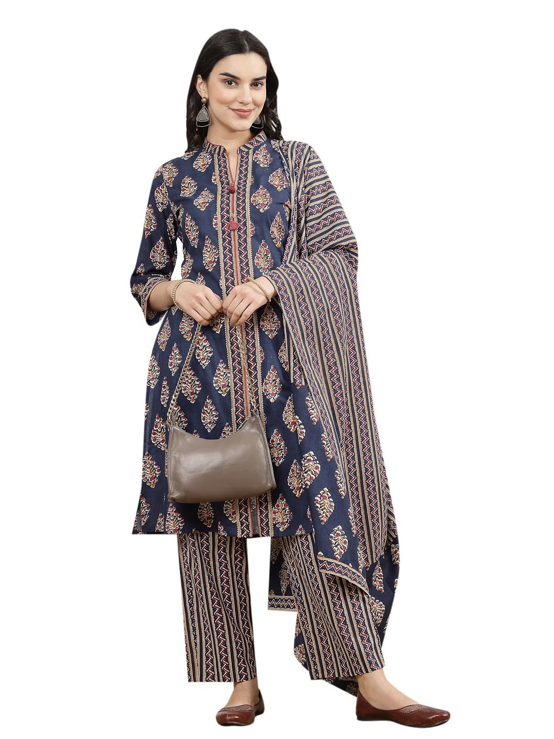 nayam by lakshita Floral Printed Cotton Kurta and Palazzo Set with Dupatta for Women-picture-10