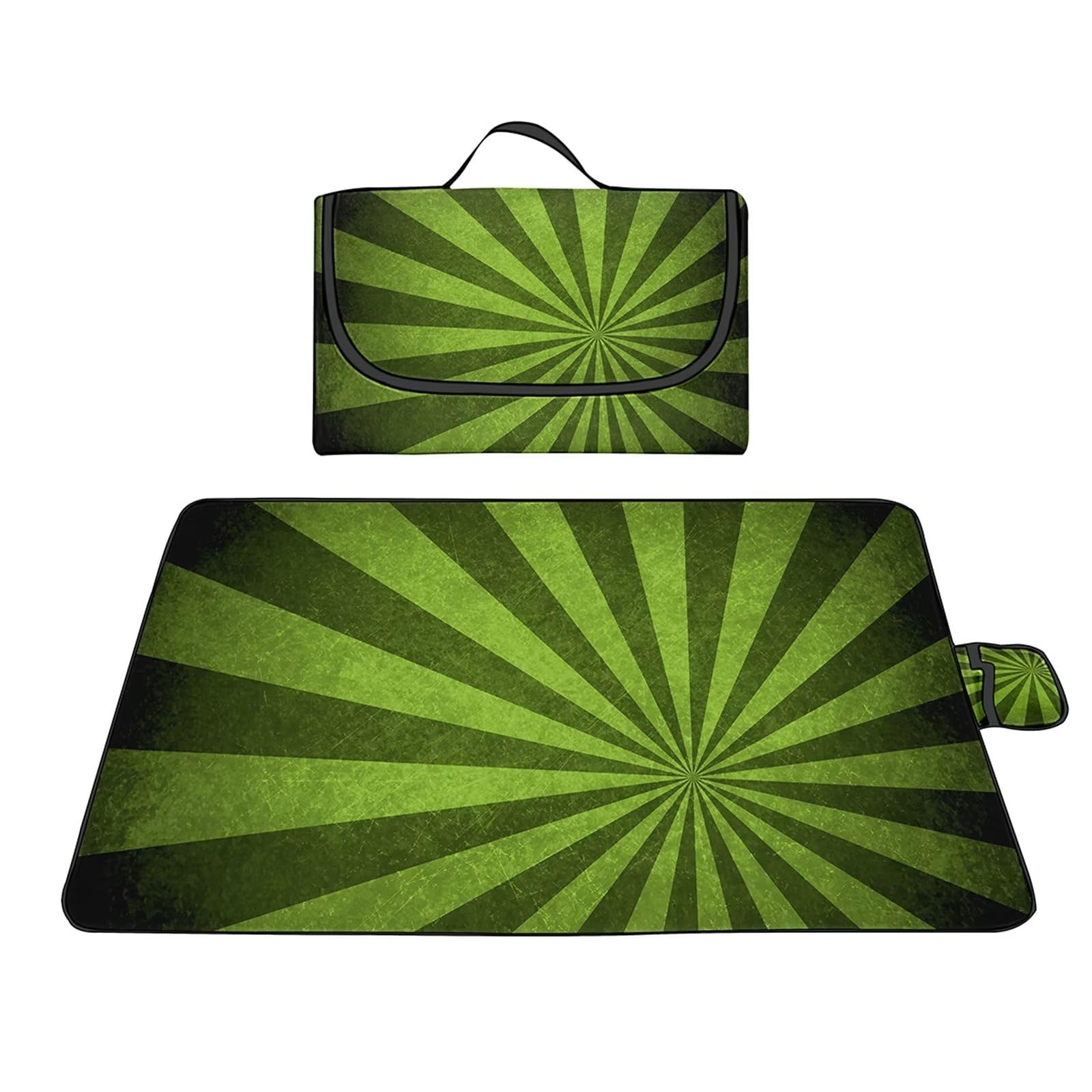 Coperta da Picnic Striscia verde,200x300cm,Grande XXL Picnic Blanket,con Parte Inferiore Impermeabile Tappetino Spiaggia Isolata Pieghevole per Spiaggia,Campeggio,Esterno,Parco,Giardino