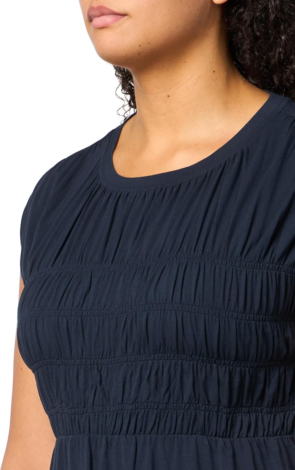 Tommy Hilfiger Womens Smocked Solid Cap Sleeve Sportswear Top - Image 3