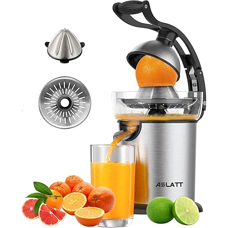ASLATT Citrus Juicer Electric, Stainless Steel Orange Juicer Squeezer Juice Maker for Lime Grapefruit Lemon，Orange Juicer Machine, Detachable Design, Easy Clean