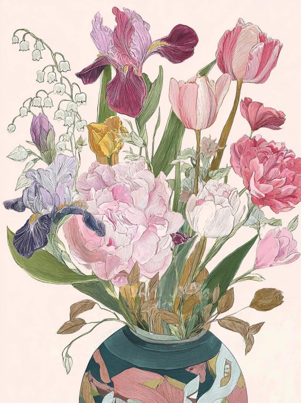 Rqwybcaxn Seed Bead Embroidery Kits Flowers in a vase 40x50cm