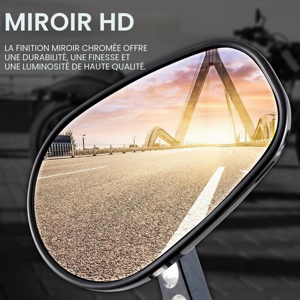 KATUR Moto 8MM 10MM Rétroviseurs d'extrémité de guidon Rétroviseur Moto Noir Edge Cut Rétroviseurs latéraux pour Har ley Street Bob FXDB Fat Boy Iron 883 XL883N Sportster 1200 Custom XL1200C