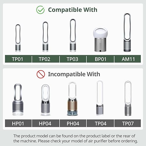 Miniatura 2 de Paquete de 2 filtros TP01 de repuesto de filtro HEPA verdadero compatible con los modelos Dyson Tower Purifier Pure Cool Link TP01, TP02, TP03,