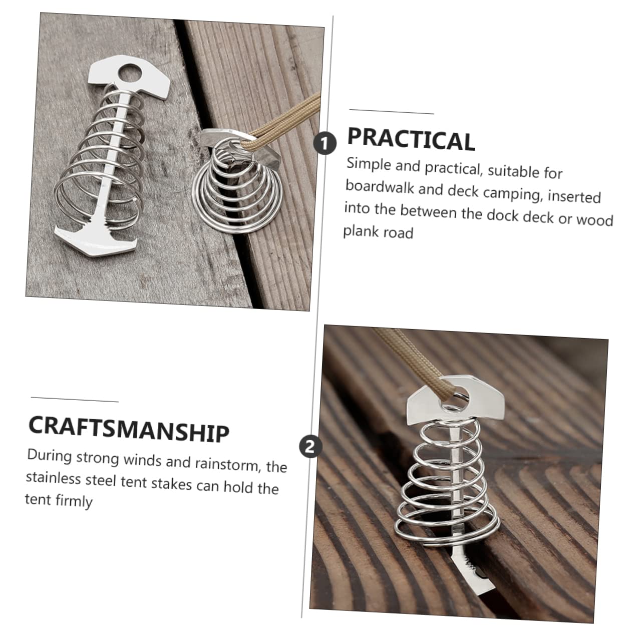 BRIGHTFUFU 2Pcs Fish Bone Tent Stakes Pegs Durable Ground Anchors for Camping Tents Easy Installation Without Damage for Windy Conditions