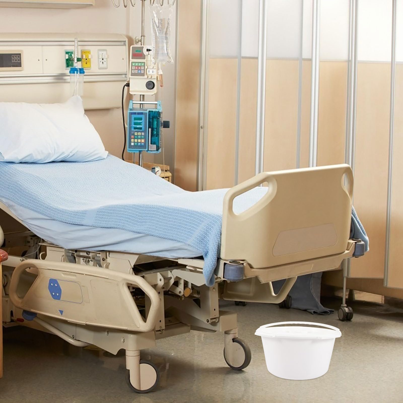 Cubo para Silla Orinal Mayores con Tapa, Cubo de Orina Grueso de Pp para Ancianos y Discapacitados, Práctico y Resistente para Uso en Hospital y Cama