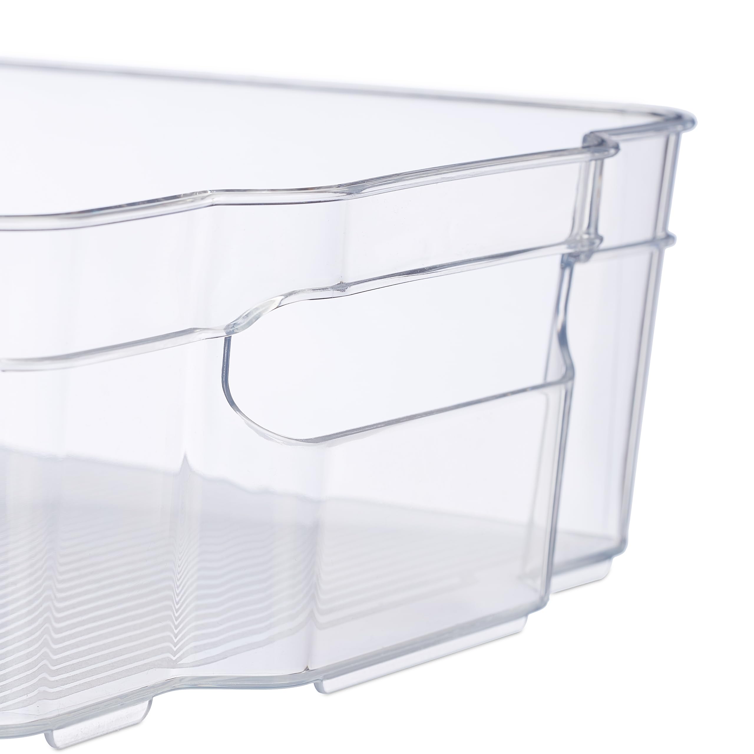 Relaxdays Kühlschrankaufbewahrung, 5 Stück, Küchenorganizer, Lebensmittel, HLP, 9 x 21,5 x 32 cm, Box mit Griffen, Behälter transparent