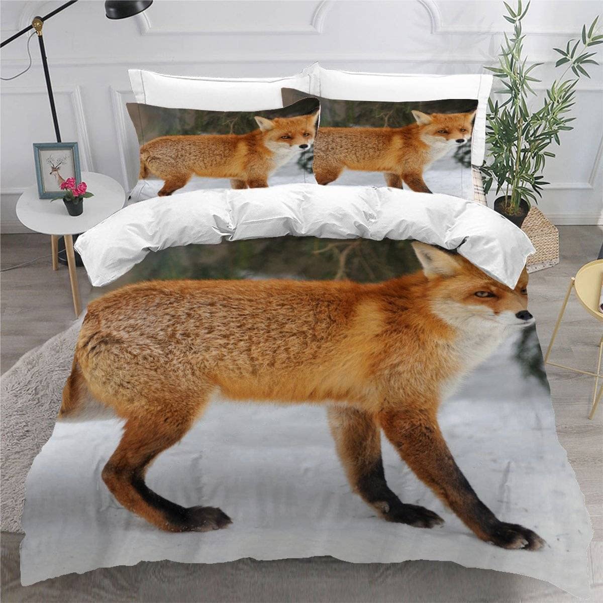 Housse de couette 220x240 renard avec fermeture éclair ultra douce