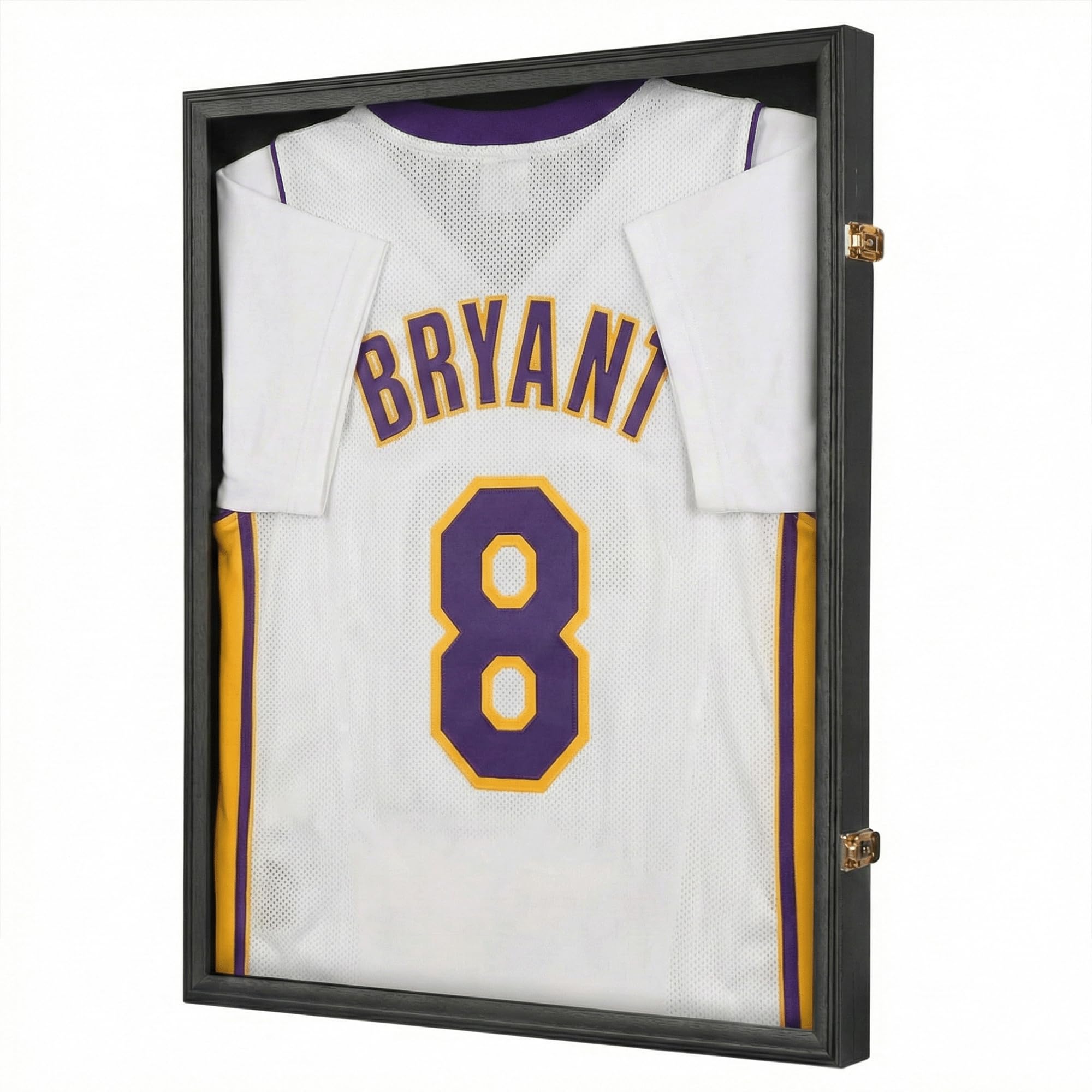 Crystal Lemon - Vitrina grande con marco de jersey, protección UV, vitrina de pared negra para recuerdos de baloncesto y fútbol, 31.2 x 23.2 pulgadas