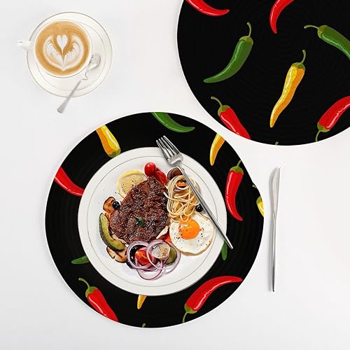 Miniatura 4 de 3 Pcs Large Trivet Mat Mexican Red Green Yellow Chili for Hot Dishes 15in Cotton Thread Weave Heat Resistant Pot Holders for Teapot Kitchen Pot