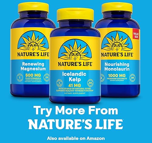 Miniatura 6 de Nature's Life Icelandic Kelp 41 mg - Tabletas de yodo, suplemento de algas marinas para apoyo tiroideo, natural, sin gluten, superalimento verde sin