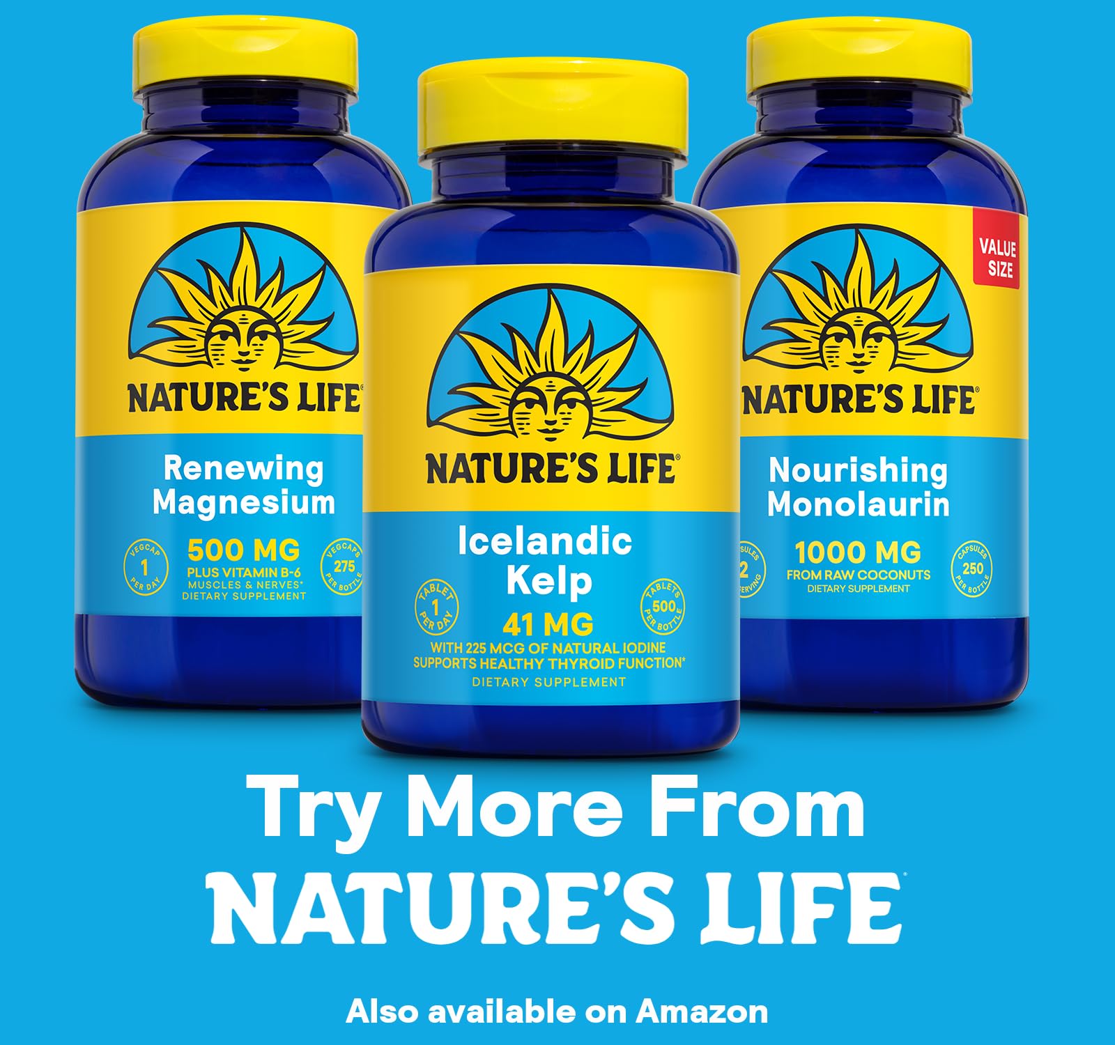 Nature’s Life Icelandic Kelp 41 mg - Iodine Tablets, Sea Kelp Seaweed Supplement for Thyroid Support, Natural, Gluten Free, Non-GMO Green Superfood, 225 mcg Iodine Pills - 500 Tablets (500 Servings) — Amazon image 6