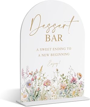 Dessert Bar Sign, Watercolor Floral Bridal Shower Decorations, Food Signs for Party, Wedding Signs for Ceremony and Reception, Engagement Decor, Wedding Table Acrylic Decor, Bachelorette Favors - 47
