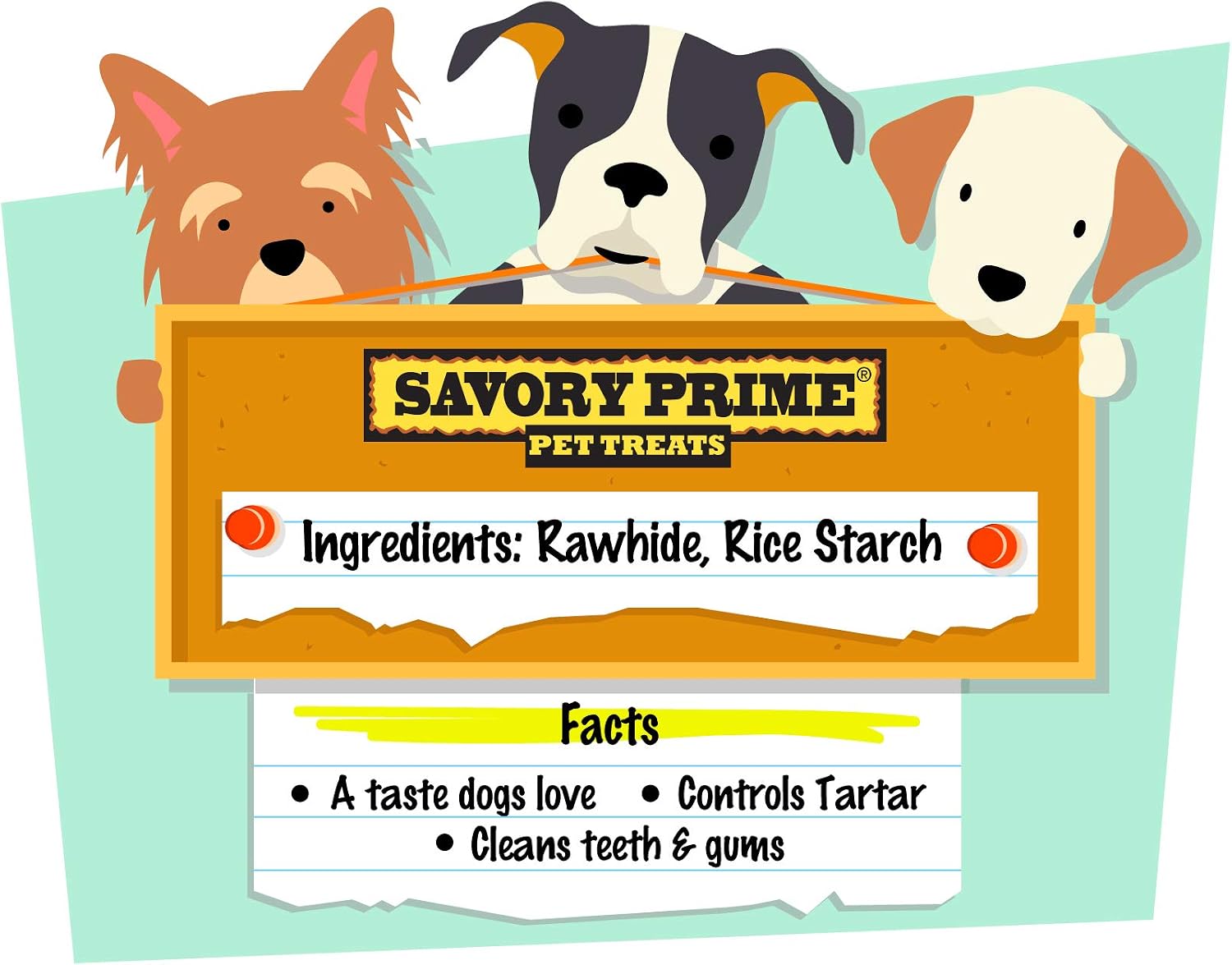 Savory Prime Rawhide 100% Beef Hide Natural Twist Sticks, 5 Inches