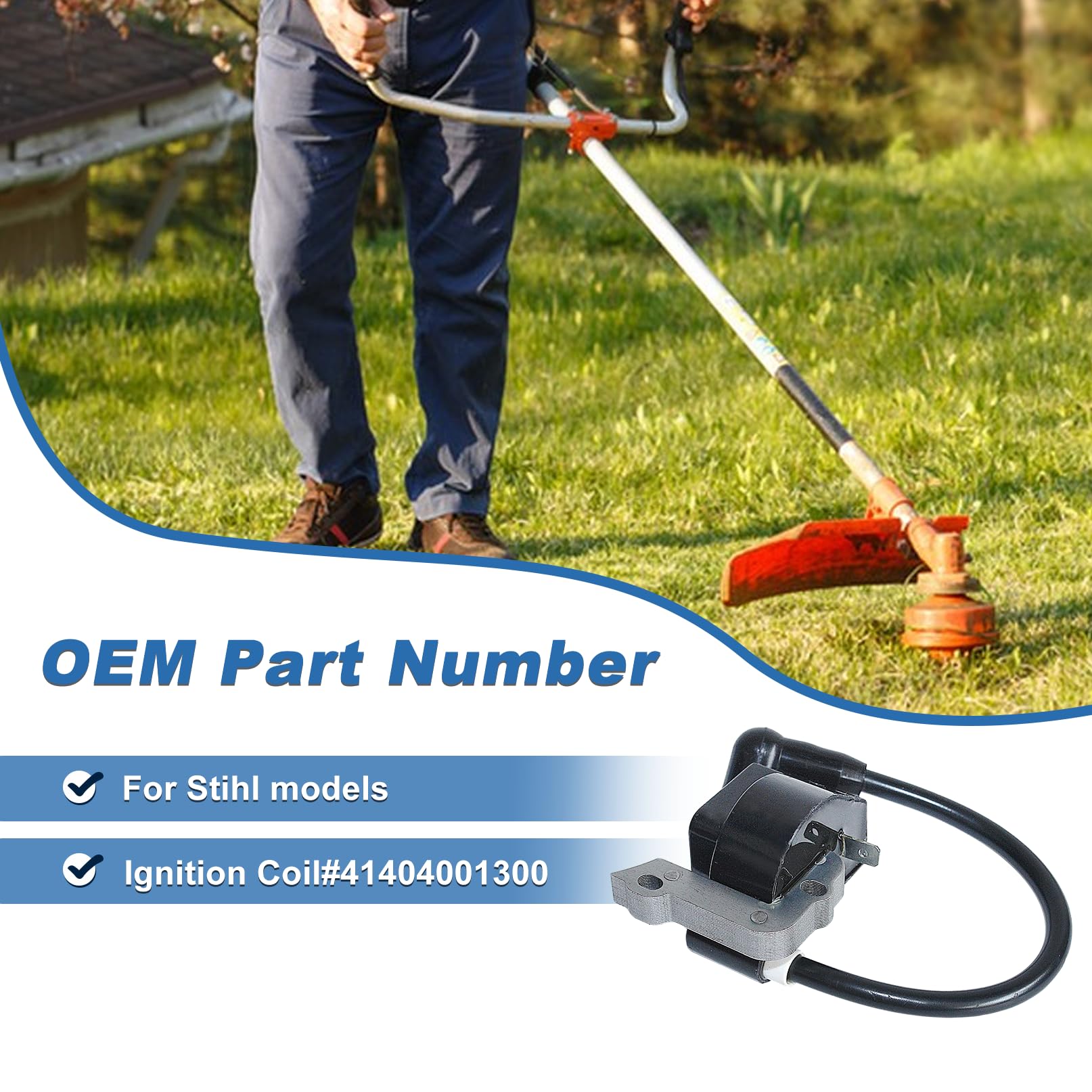 Bobina d'Accensione Kit Candela per Stihl FS55 HS45 FS45 FS55R FS46 HL45 FC55 Accessori Bobina Accensione Sostituisce 4140 400 1300