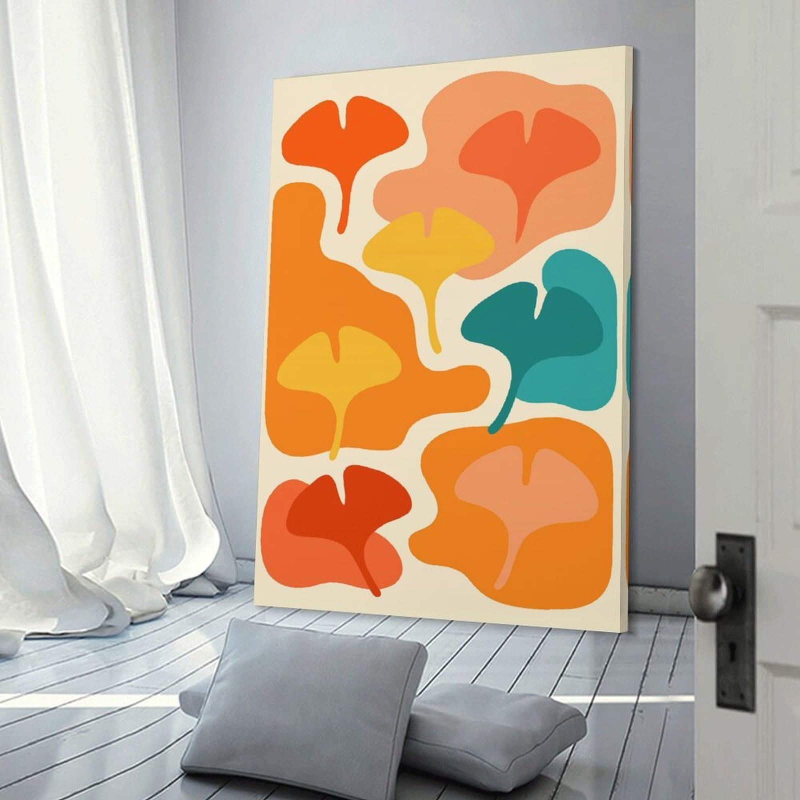 Junmoney Room Decor Wall Art Abstract Ginkgo Leaves Pattern, 12x18inch(30x45cm), for Wall Displays, Bedrooms Or Room Updates, A Versatile Canvas Print for Layering