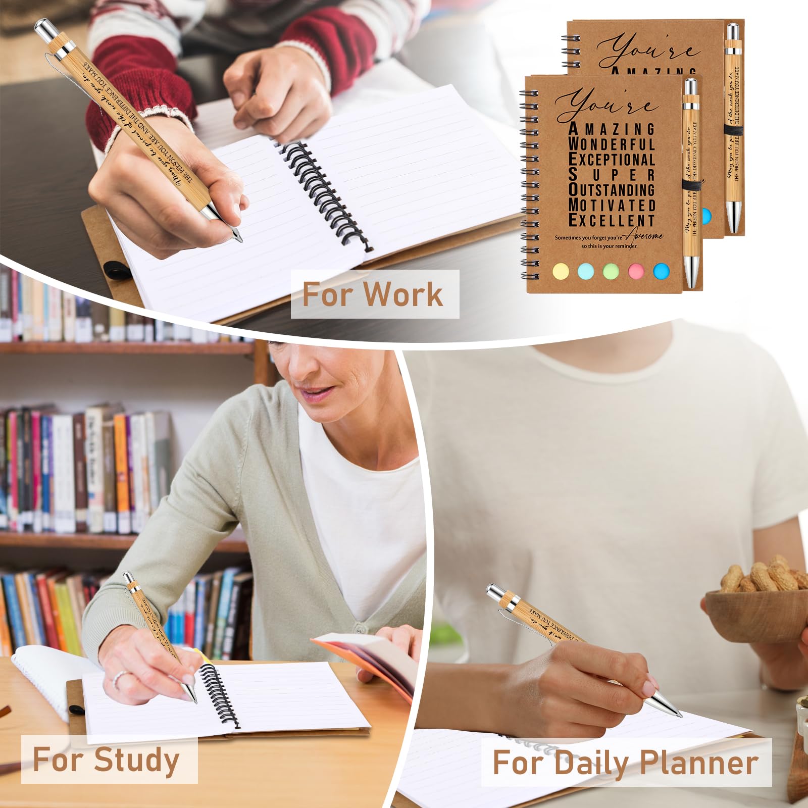 Jetec 25 juegos de cuadernos inspiradores a granel para el regreso a clases, cuaderno motivacional con bolígrafo y bloc de notas adhesivas, regalo de agradecimiento para profesores, estudiantes