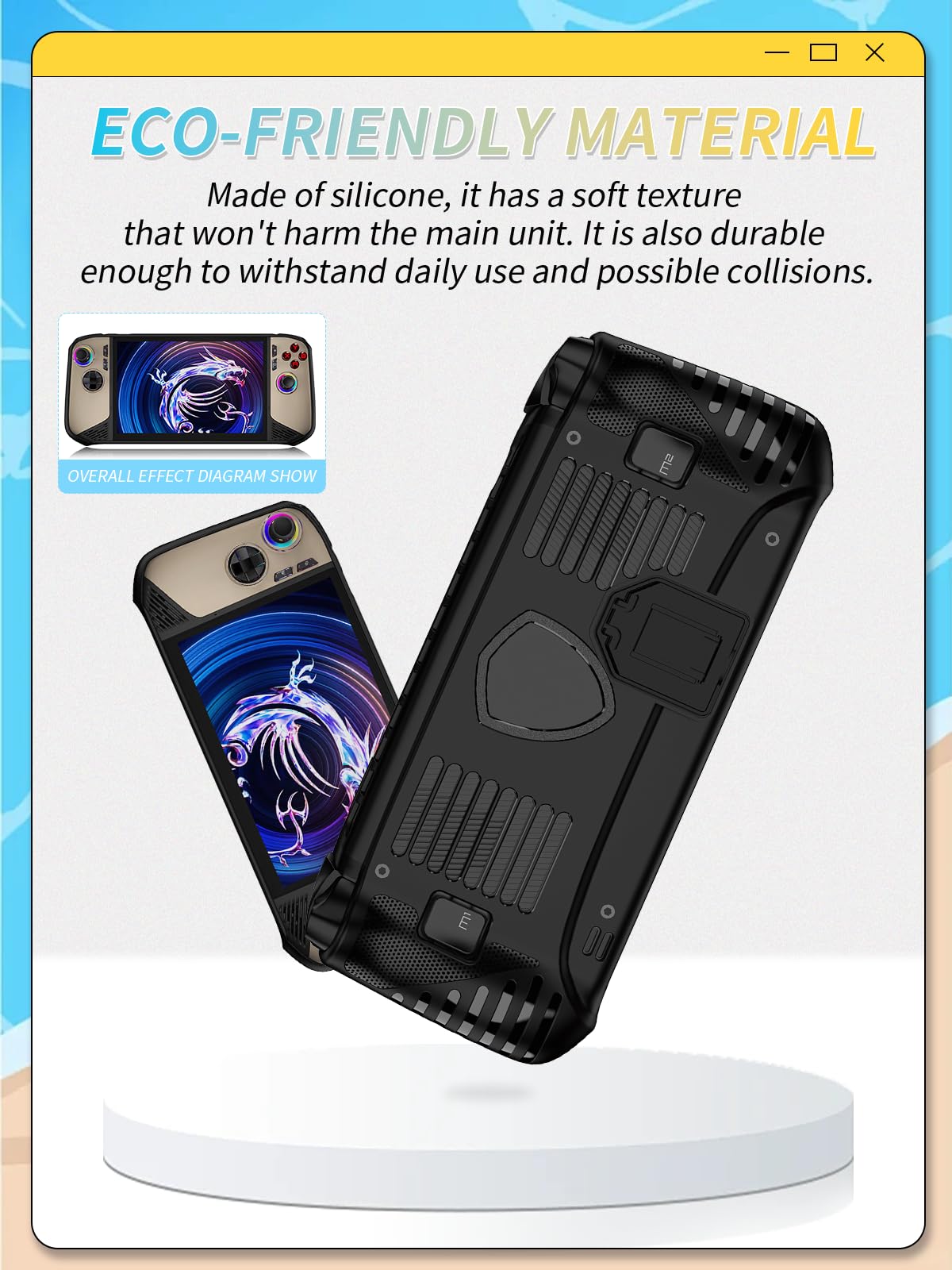 Custodia Protettiva TPU Con Cavalletto Per MSI Claw A8 BZ2EM – Antiurto E Leggera, Colore Nero