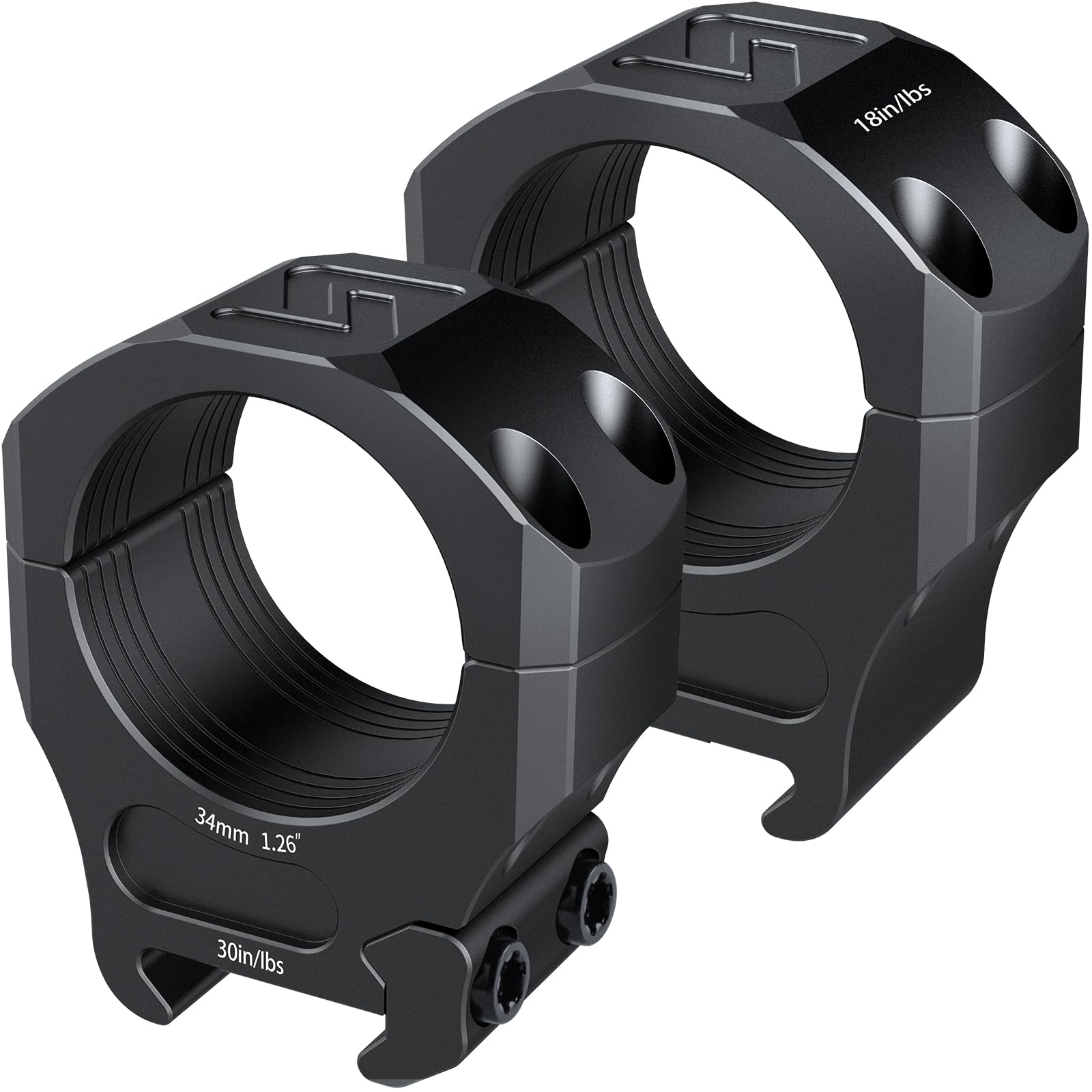 Stalker Aluminum Rifle Scope Ring with 7075 T6 Aluminum for MIL-STD Picatinny Rail (34mm 1.26