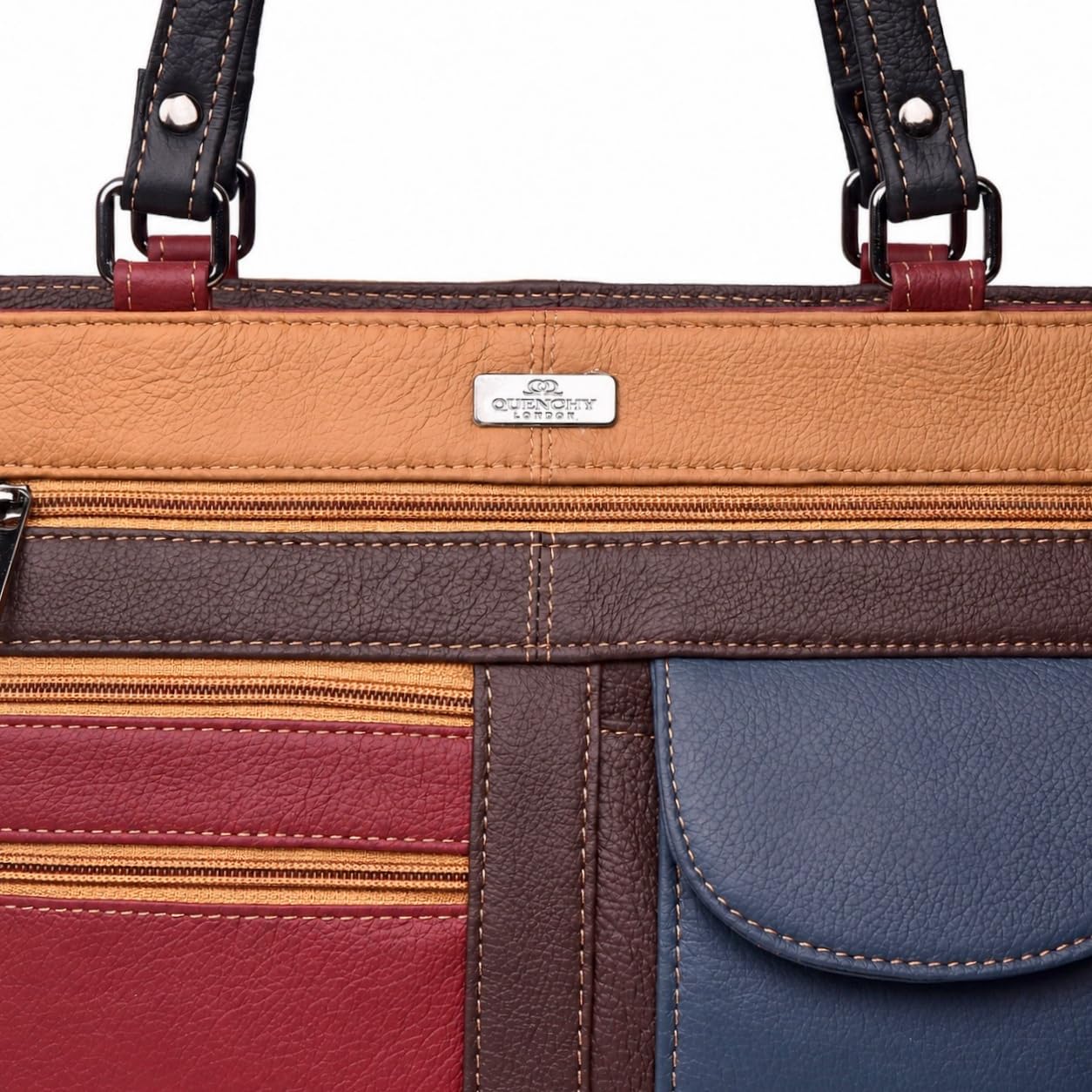 Quenchy London Cuero Italiano Bolso Para Mujer Patchwork Suave Bolso De Cuero Asa De Hombro