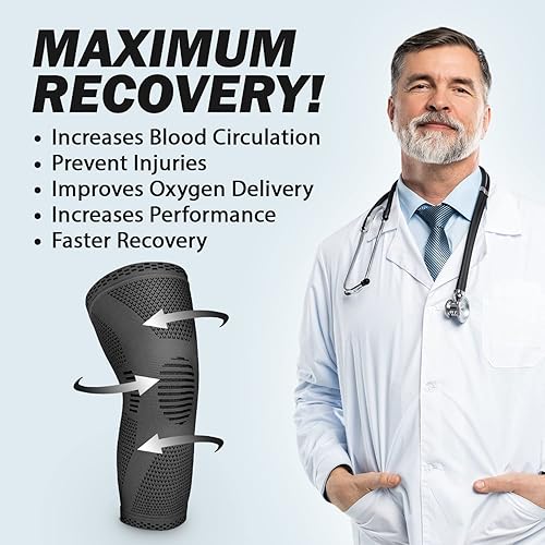 Vista 22 de POWERLIX Rodillera de compresión (par) – La mejor rodillera para el dolor de rodilla para hombres y mujeres – Soporte de rodilla para correr