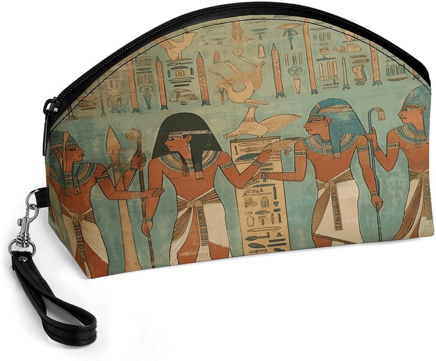 Women in Ancient Egypt Makeup Bag Large Capacity Cosmetic Bag for Women Portable Toiletry Bags for Skincare Water-resistant Cosmetic Case PU Leather Travel Cosmetic Organizer