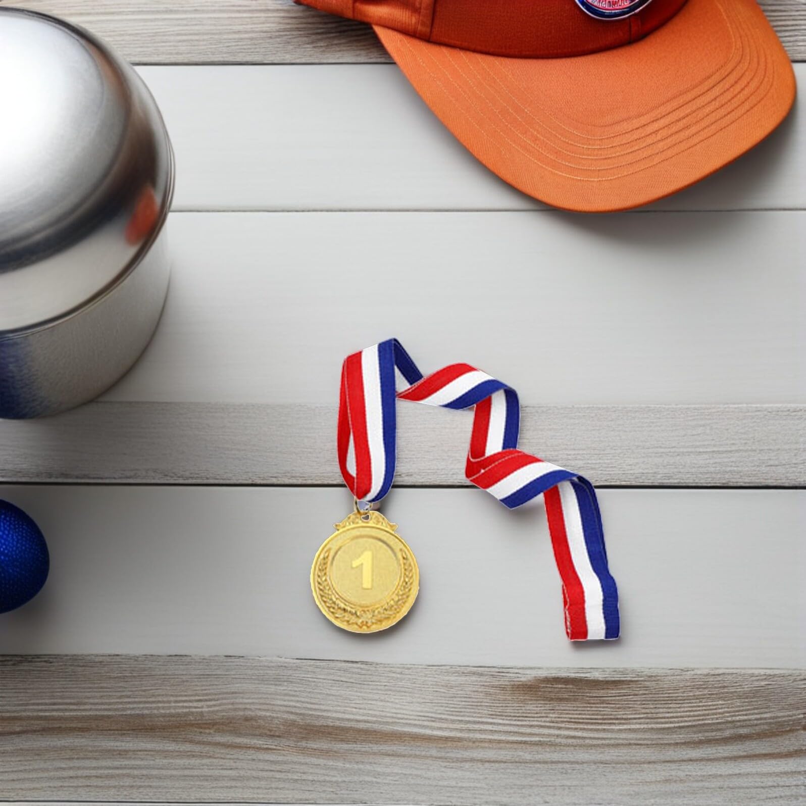 Healvian 15 Medaglie d'oro in Metallo con Nastro per Premi Sportivi per Calcio Basket e Baseball Medaglie per Gare e Feste di Competizione Set da 15 Pezzi per Eventi Sportivi
