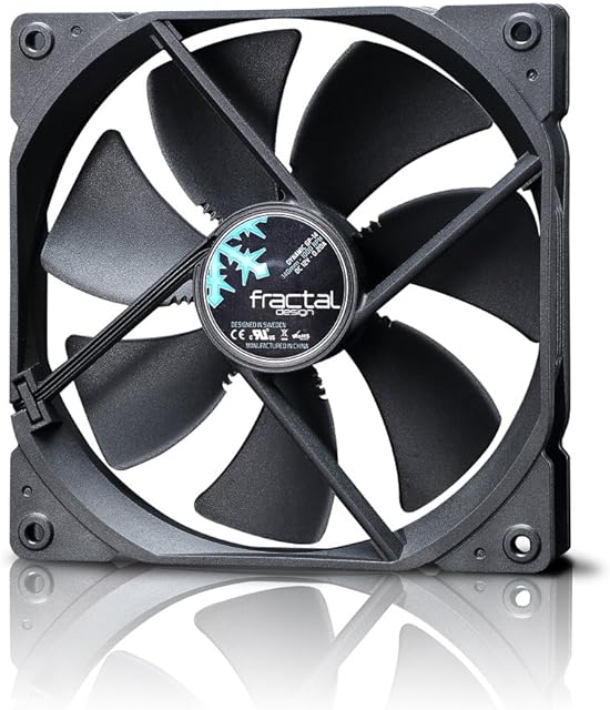 Fractal Design Dynamic GP-14 Computer Fan - Silent Fan - High Airflow  140x140x25 mm  1000RPM  FDB-Bearings  Trip Wire - Aerodynamically shaped struts  12v - Black Edition (Single)