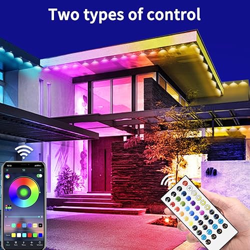 Miniatura 2 de Luz permanente para exteriores de 200 pies, luces RGB con control remoto de aplicación, luces LED impermeables IP67, luz exterior para casa,
