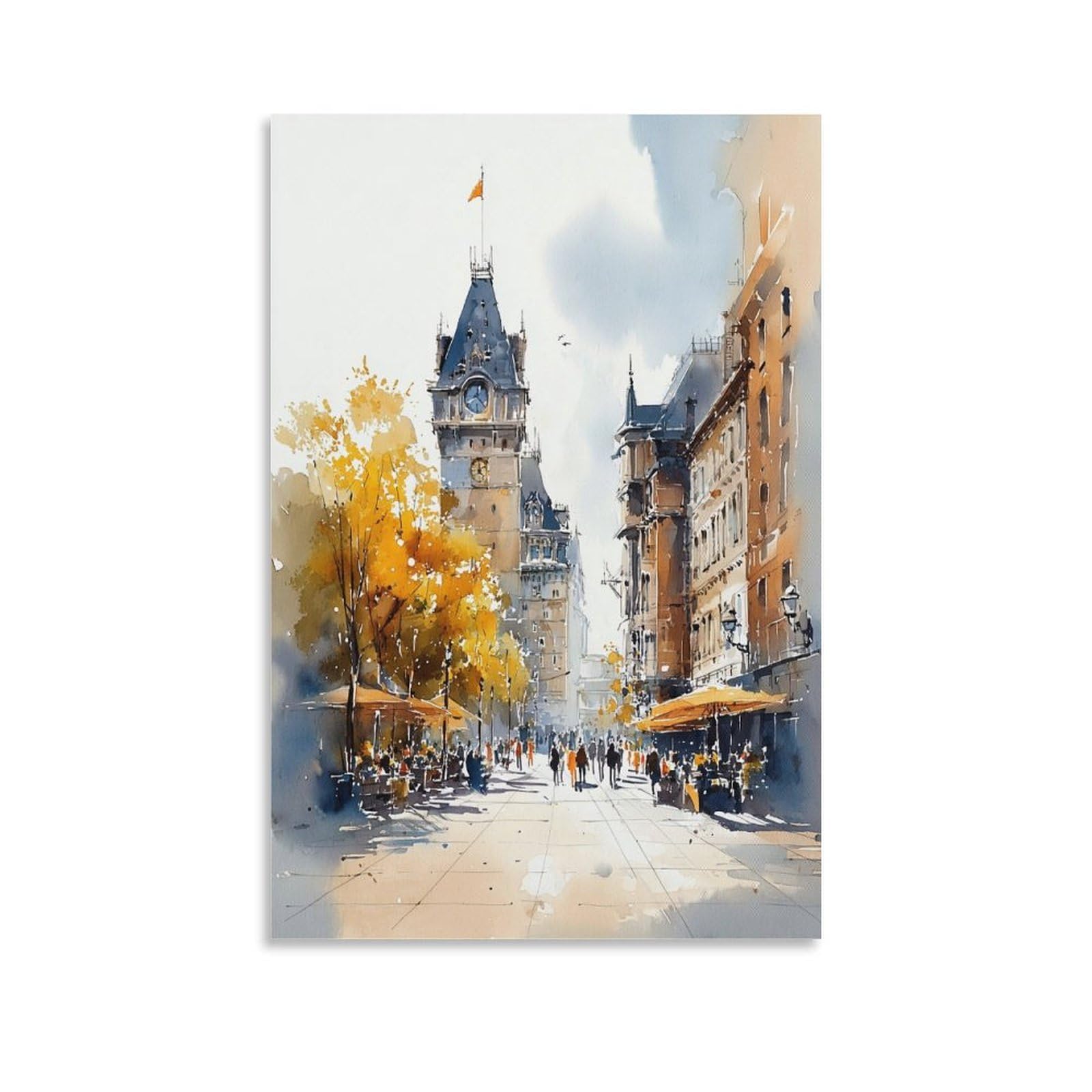 XWYMXZ Montreal Watercolor Quebec 20x30inch(50x75cm) Vintage Travel Poster Watercolor Canvas Art