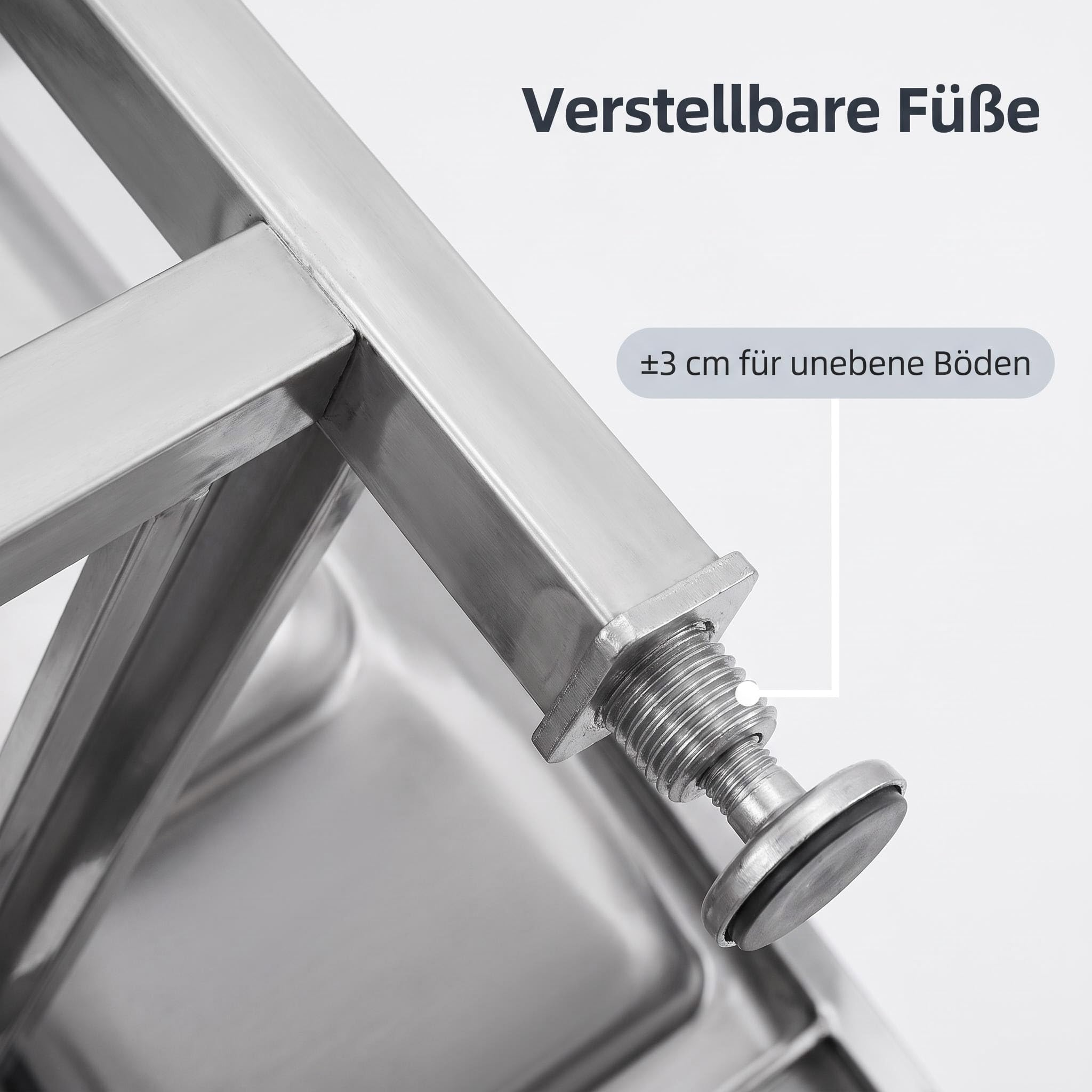 Freistehende Küchenspüle Edelstahl Spülbecken, Multifunktions Spüle mit Wasserhahn mit Kalt und Warmwasserschläuchen, 80×55×92 cm Gewerbliche Spülbecken, Tragfähigkeit 99.8 kg für Außen, Lnnen, Küche,