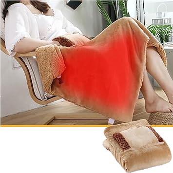 Review Electric Heated Blanket , Portable Soft USB Blanket Machine Washable USB Charging Super Cozy Soft Heated Throw, Multi-Functional Shawl Warm Blanket, for Home Travel Office (Brown)