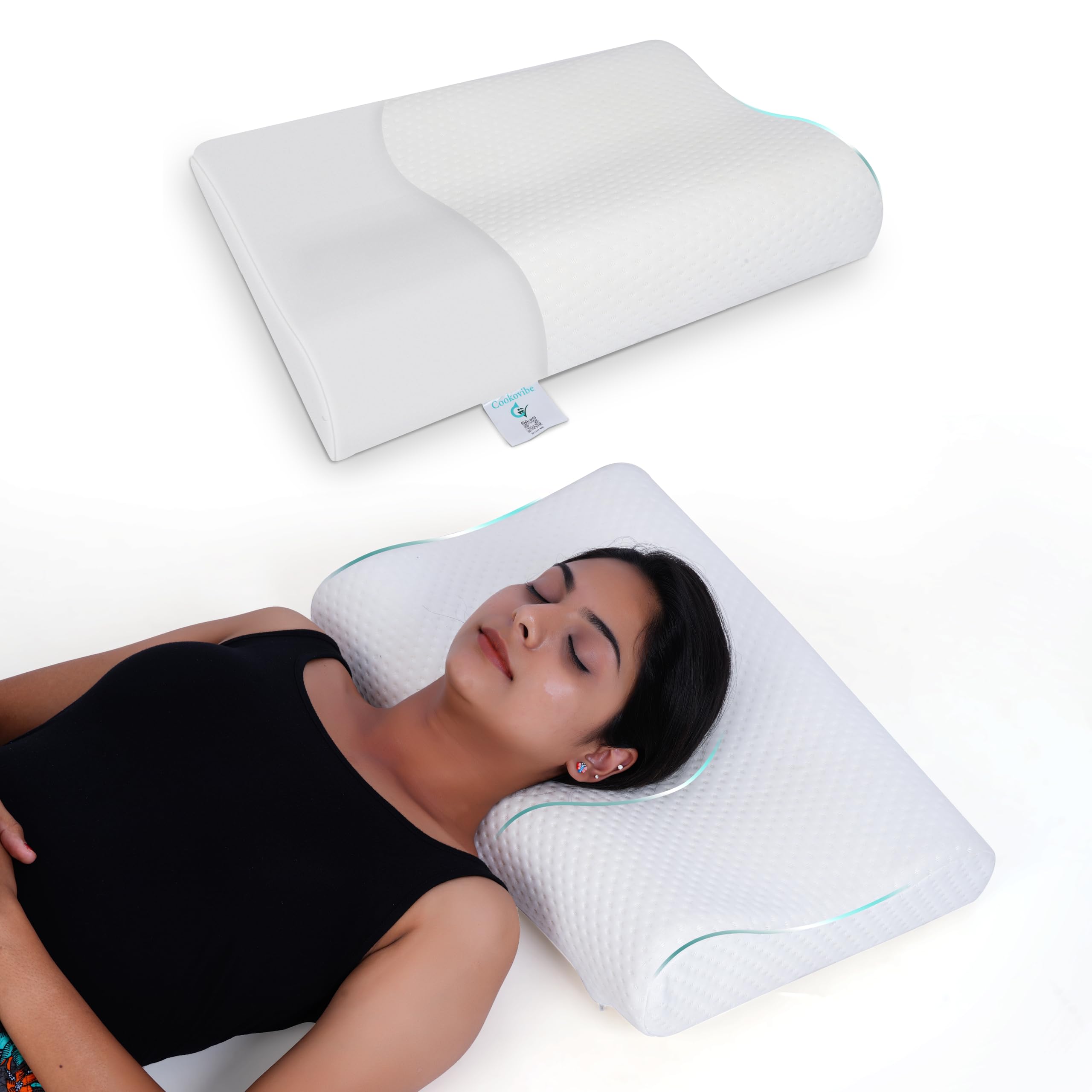 CookoVibe Memory Foam Orthopedic Pillow for Neck Pain Relief - Cervical Pillow for Neck and Shoulder Pain-Ergonomic Support for Restful Sleep ,Washable Cover, Quality Memory Foam Pillow Size 21*14*4.5 (B0D3PHY8YB) Amazon Price History, Amazon Price Tracker