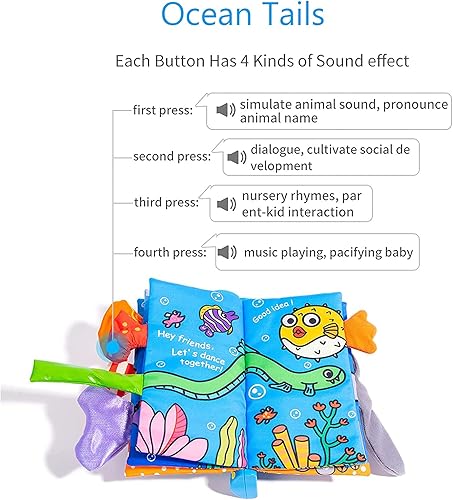 Miniatura 3 de HECCEI Libros musicales de tela para bebés, libros de cola, libros suaves de actividades para niños pequeños de desarrollo temprano libros de tela