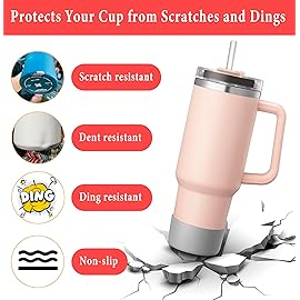 KTKUDY 2Pcs Silicone Boot for Stanley Quencher Tumbler H2.0 30 oz 40 oz & IceFlow 20 oz 30 oz & Intended for Hydro Flask Water Bottle 12-24 oz - Protective Cup Bottom Accessories Fits Stanley Cup