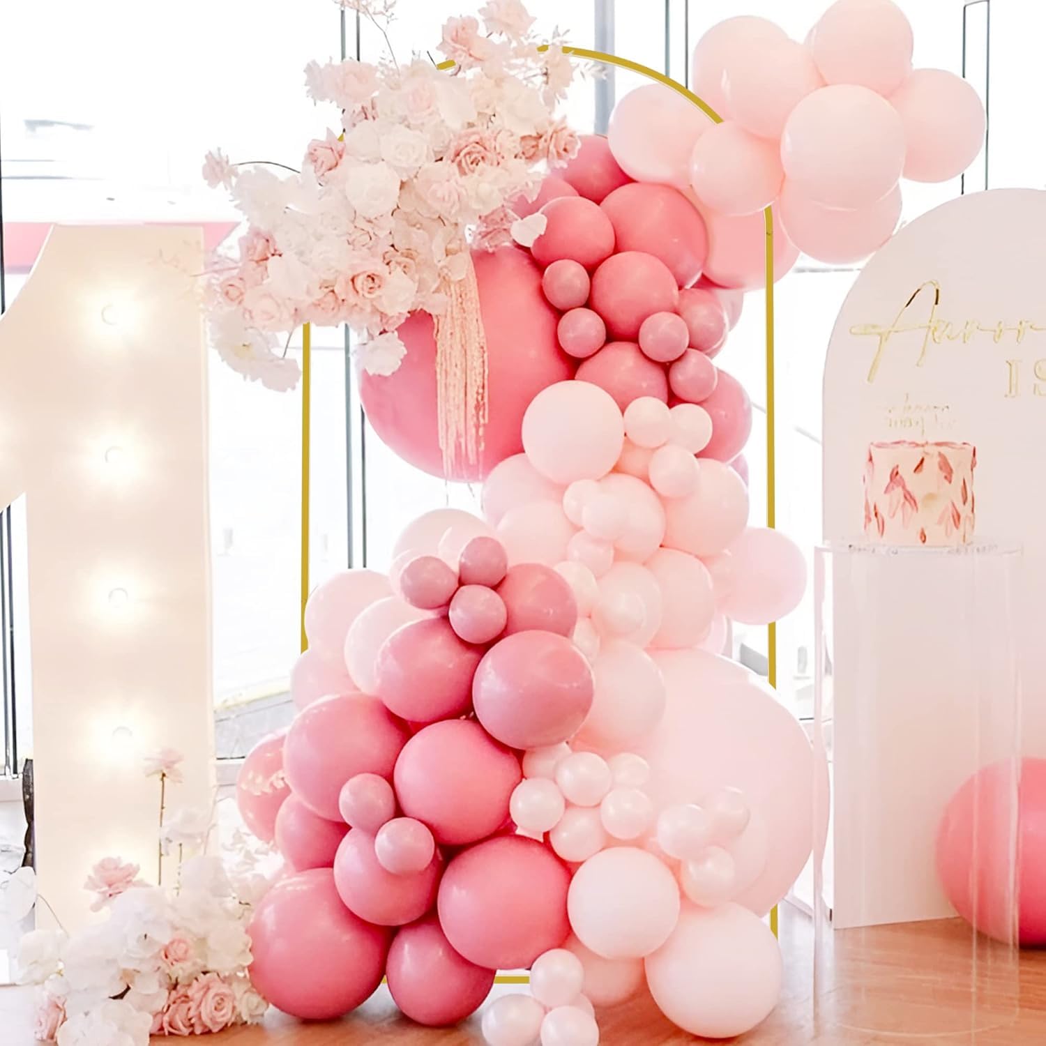 Arco di Palloncini in Metallo per Arco Nuziale, Arco Nuziale, Matrimonio, Fidanzamento, Festa di Compleanno, Cerimonia, Festa, Baby Shower, Decorazione da Giardino 2.2 m