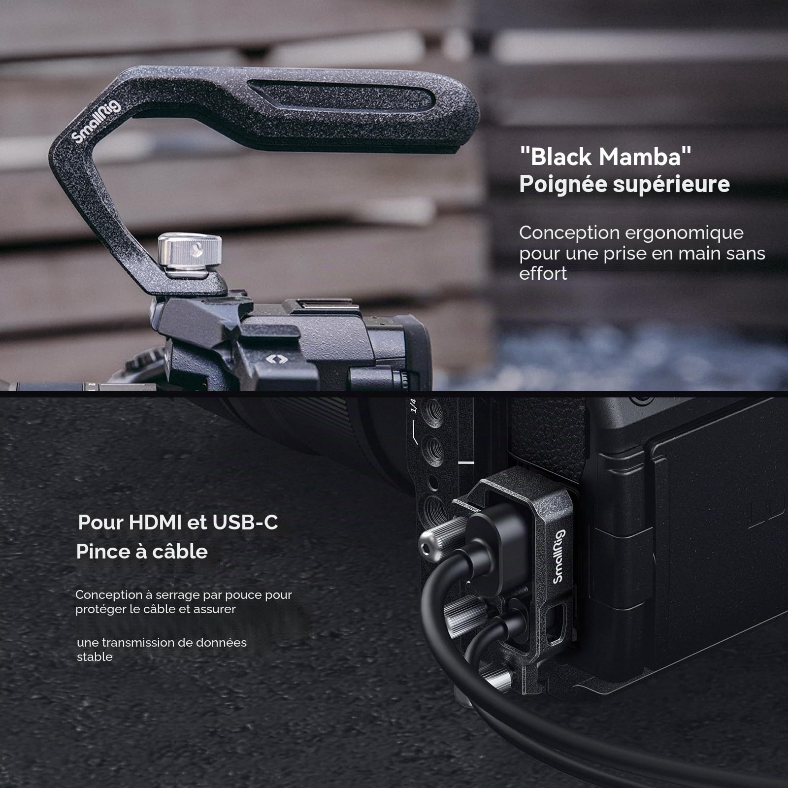 SMALLRIG Cage Kit pour Canon R5 Mark II avec Poignée Supérieure et Serre-câble Dédié, Support pour Appareil Photo en Alliage d'Aluminium avec Griffe HawkLock, Trous Filetés - 4976